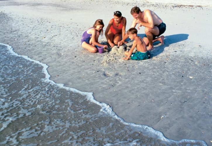 Family enjoying the beach