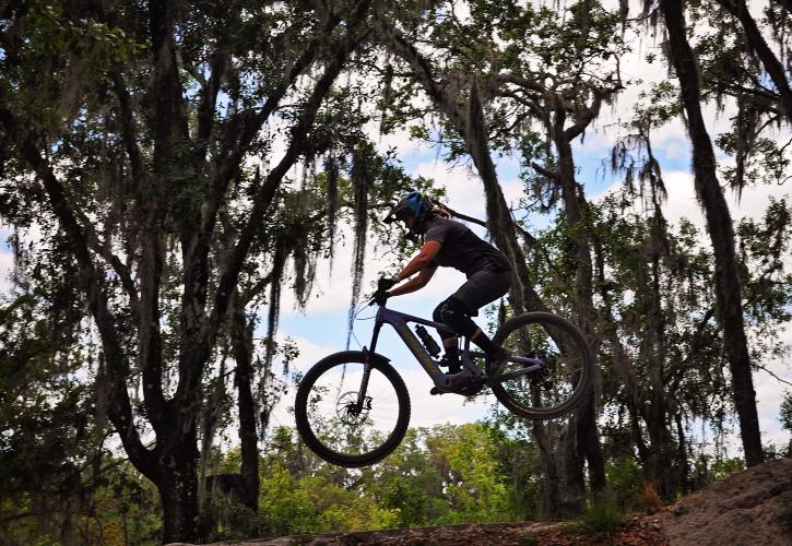 A mountain biker on the trail.