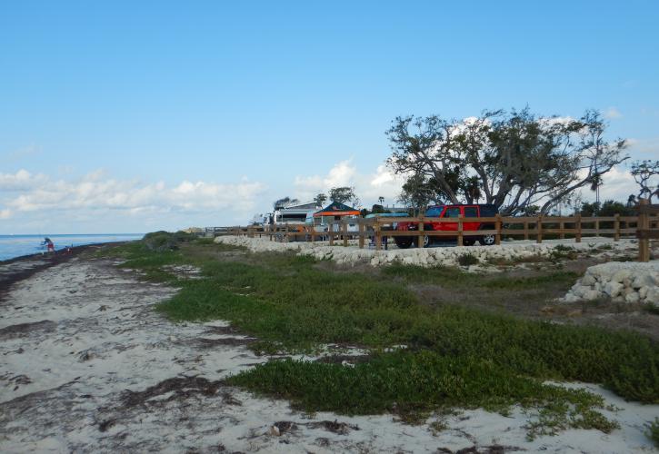 Sandspur Camping, west view from the beach.