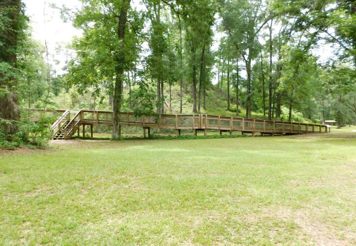 Boardwalk and Mound at Letchworth-Love Mounds Archaeological State Park