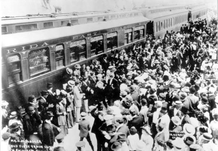 Henry Flagler's arrival with the first train to enter Key West, Jan. 22, 1912.