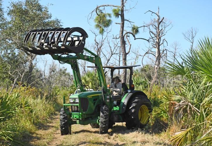 Man driving a tractor