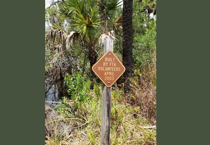 Brown sign Built by FTA trail sign