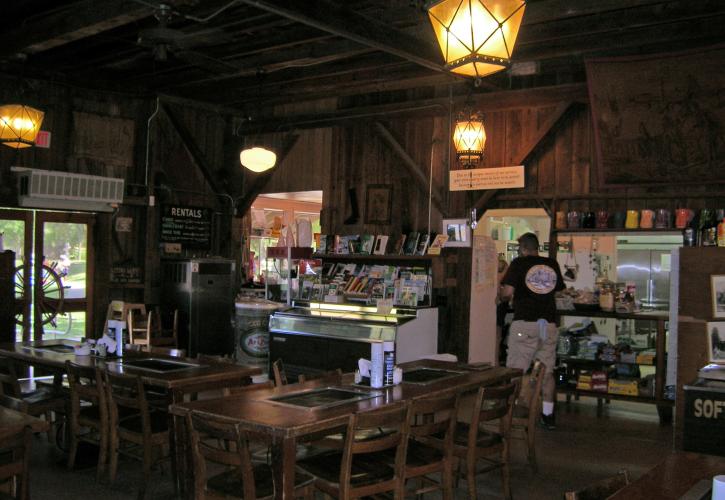 A view of the inside of the restaurant.