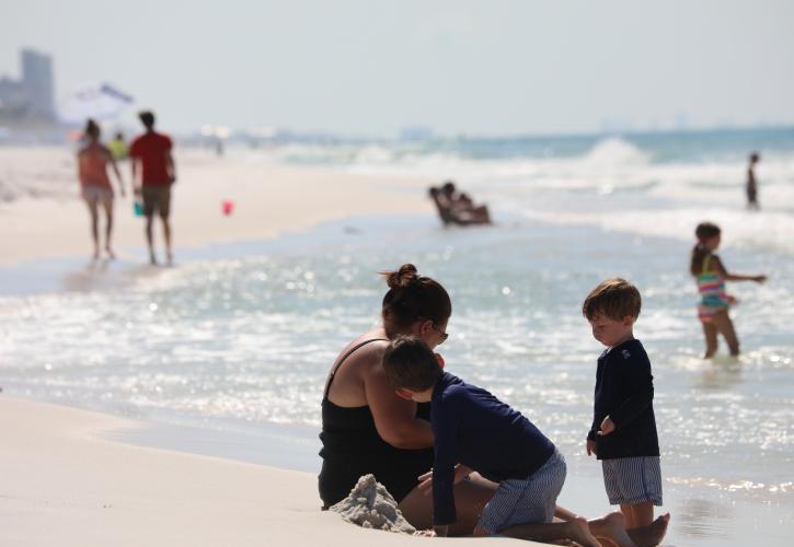 Family enjoying the beach