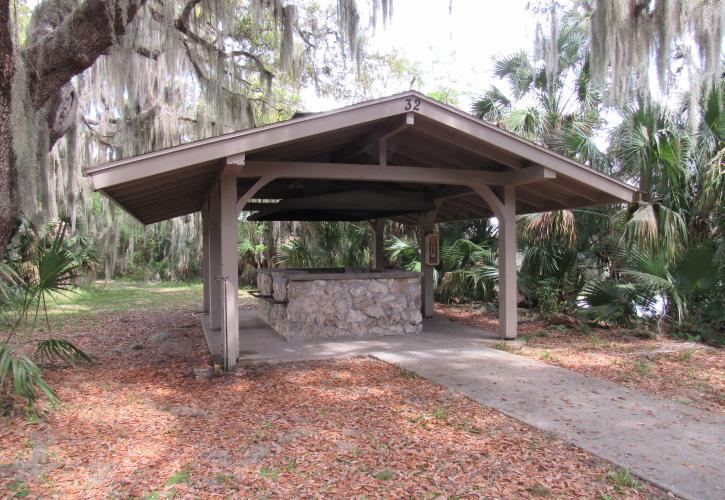 A sheltered stone grill handmade by the CCC