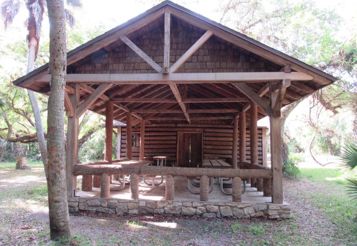 One of the outdoor wings that attaches to the indoor room of the Log Pavilion