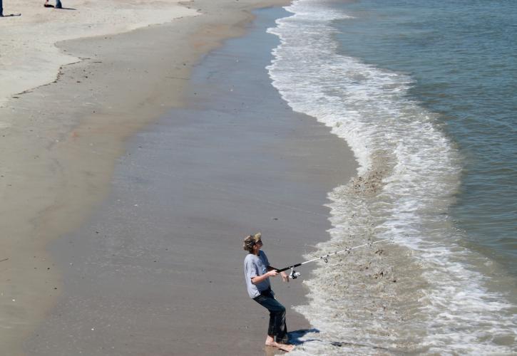 Anglers on the beach fishing