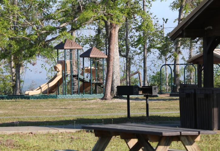 A view of the day use area, including the playground.