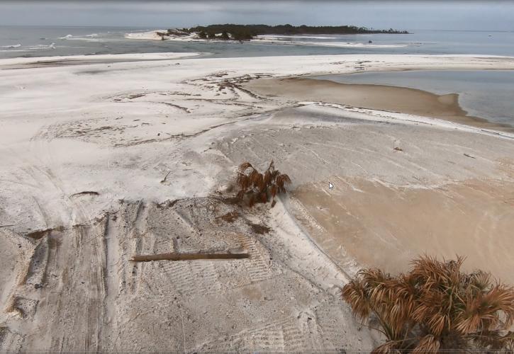 A view of the eroded shore.