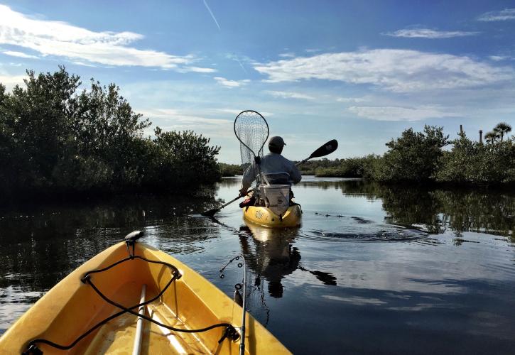 Kayakers fishing
