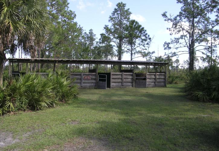 A view of the stables.