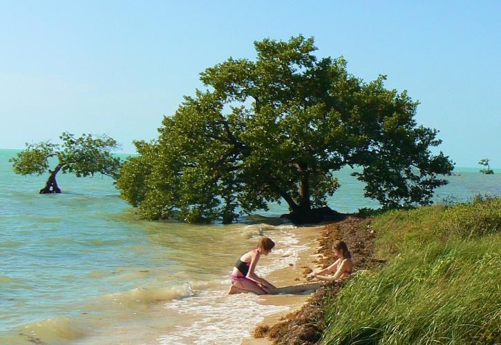 Girls playing on beach