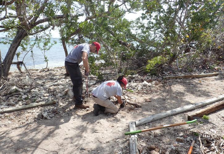 Team Rubicon members work on the trail 