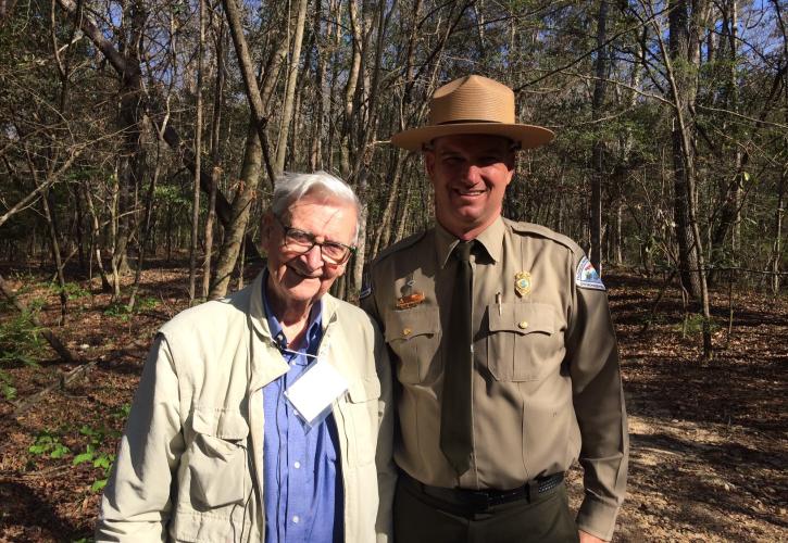 Park Manager Jason Vickery with EO Wilson scientist
