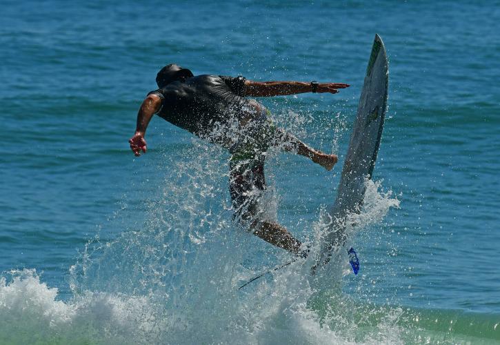 Surfer riding a wave