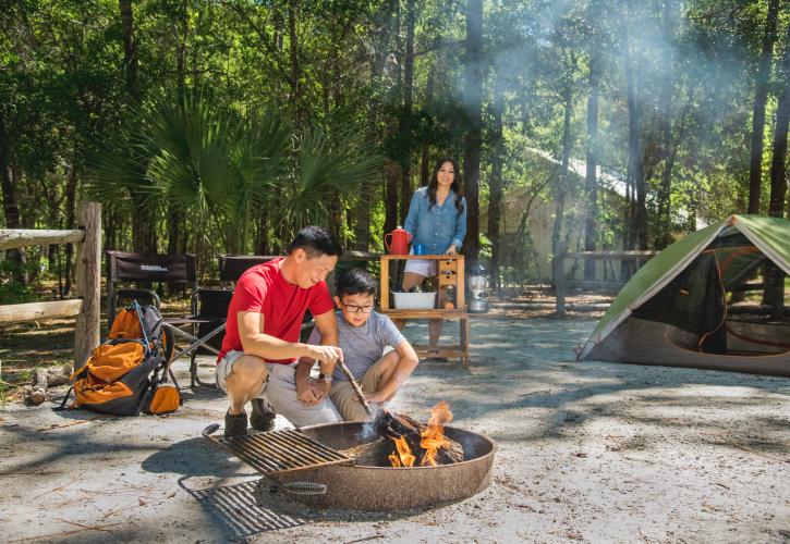 Family camping at Wekiwa Springs