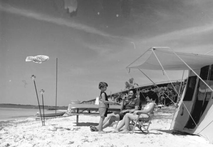 A family visits the beach at Bahia Honda. Photo courtesy of Florida Memory Project.
