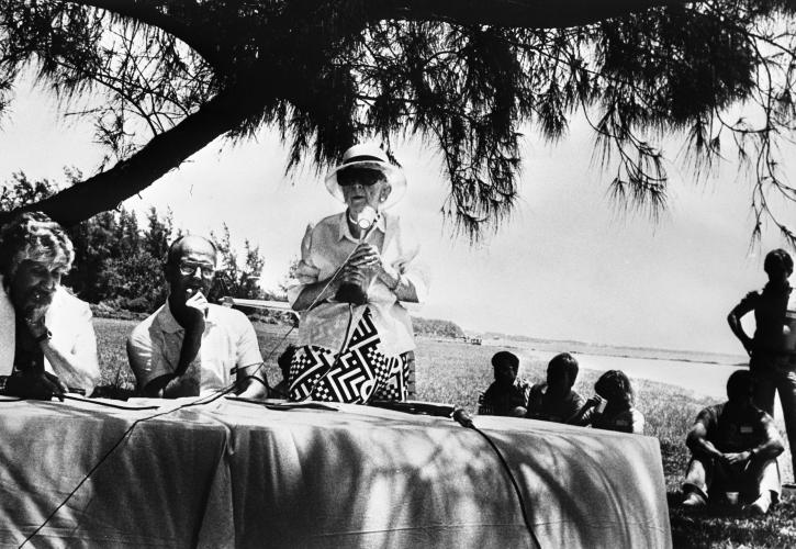 Marjory at Friends of the Everglades Event, circa 1973. Courtesy of the State Archives of Florida.