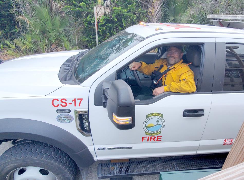 Park Ranger David returning from a prescribed fire