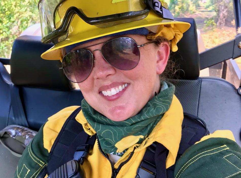 Park Ranger Lauren Sheppard in prescribed fire gear.