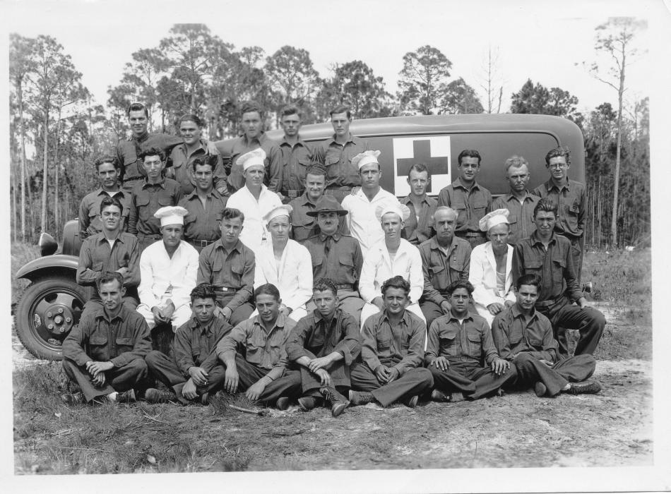 This photograph from 1933 is of men enrolled in Company 451 at the Camp Florida Forest 1 Corps, stationed in Olustee. They served on the mess crew and would have cooked the Thanksgiving meal. 