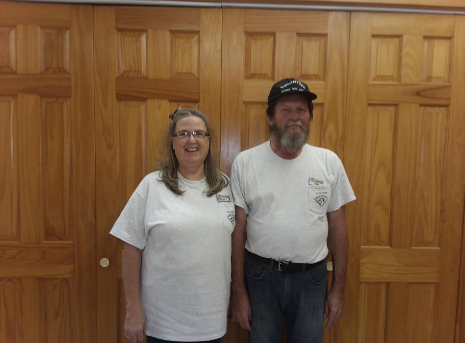 Volunteers Dan and Cheryl Traylor in the Trail's Visitor Center. 