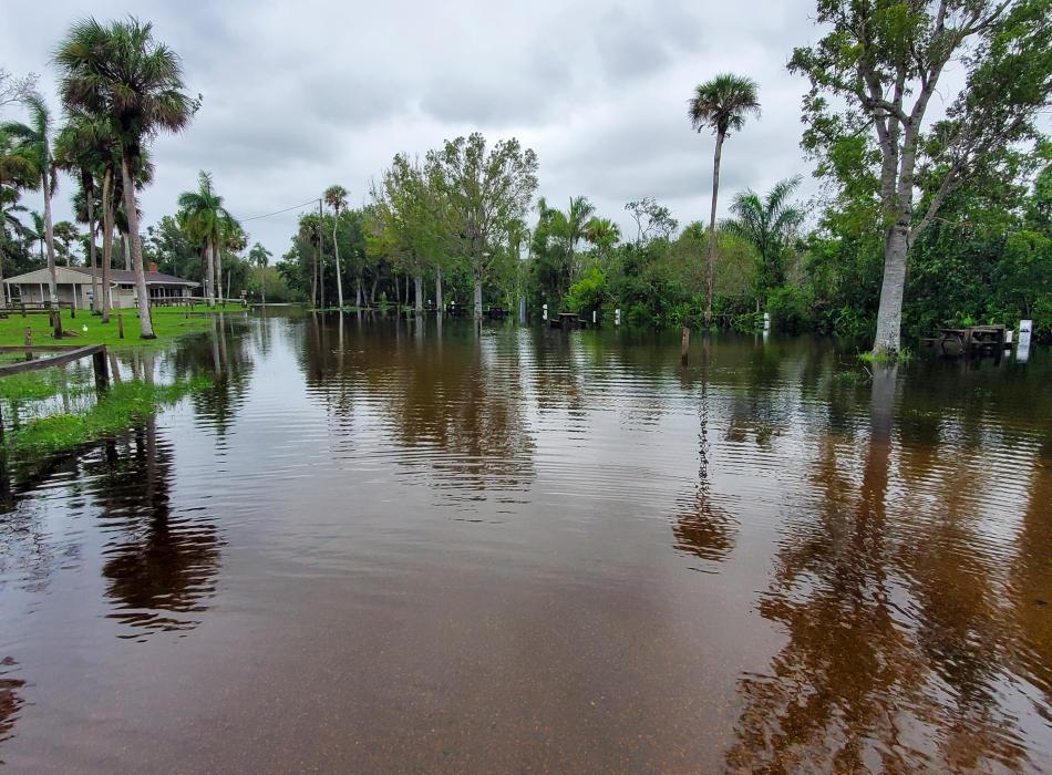 Hurricane Ian flood water in the campground at CSSP