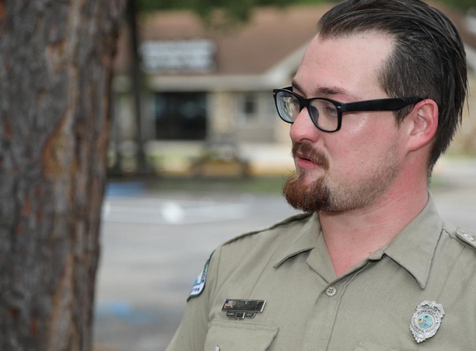 A closeup image of the face of William Register, park services specialist.