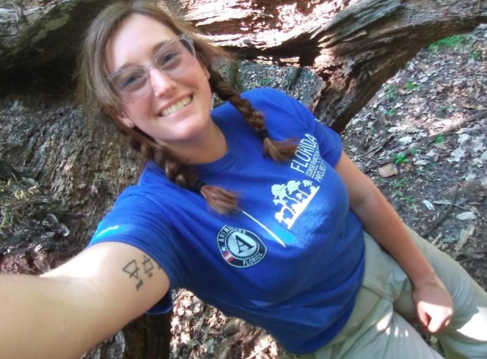 Megan Green takes a selfie while doing field work.