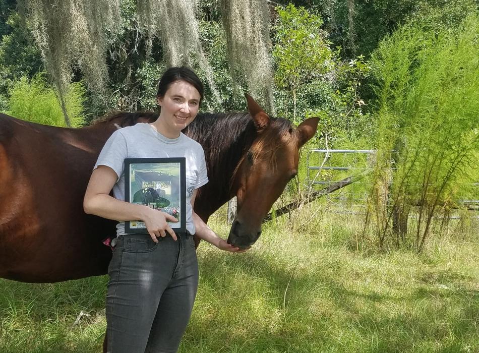 San Felasco Hammock Preserve Volunteer Shelby with horse