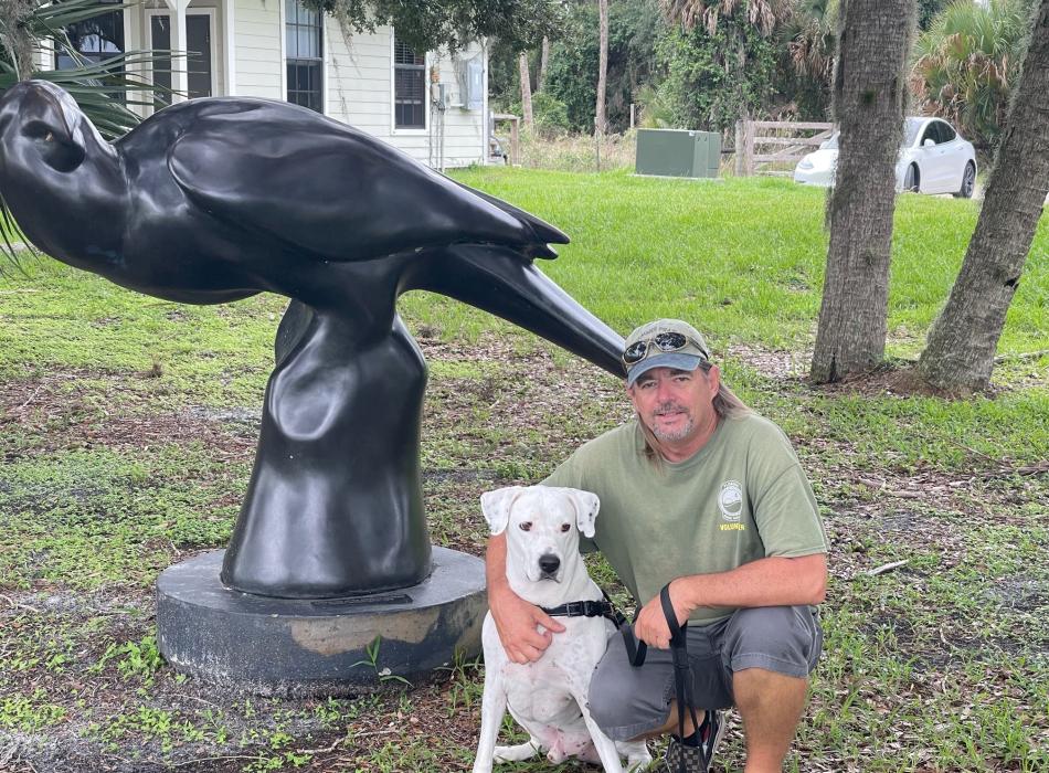 Volunteer Tom Cagley and his dog, Joey. 