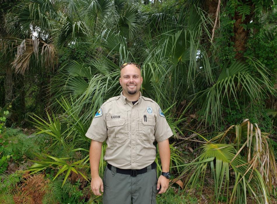 Harrison Rardin smiling at the camera, wearing his ranger uniform.